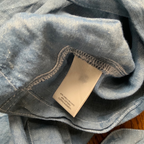 ANN TAYLOR Cotton Linen Chambray Top Light Blue . Size M. - Picture 6 of 9
